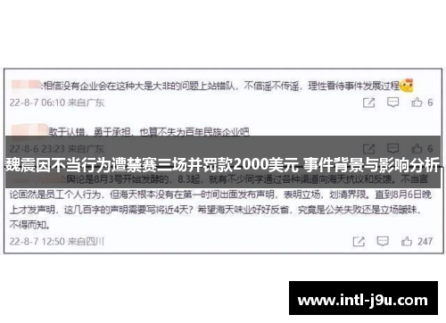 魏震因不当行为遭禁赛三场并罚款2000美元 事件背景与影响分析
