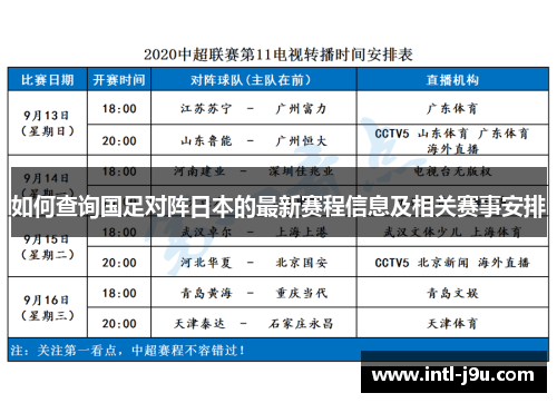 如何查询国足对阵日本的最新赛程信息及相关赛事安排
